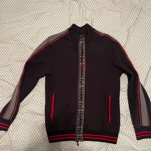 D&G Black Bomber Jacket with Red and Gray Accents